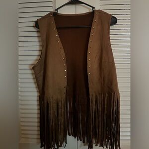 ⭐️ 4 for $20! ⭐️ Brown Fringe Vest with Stud Accents